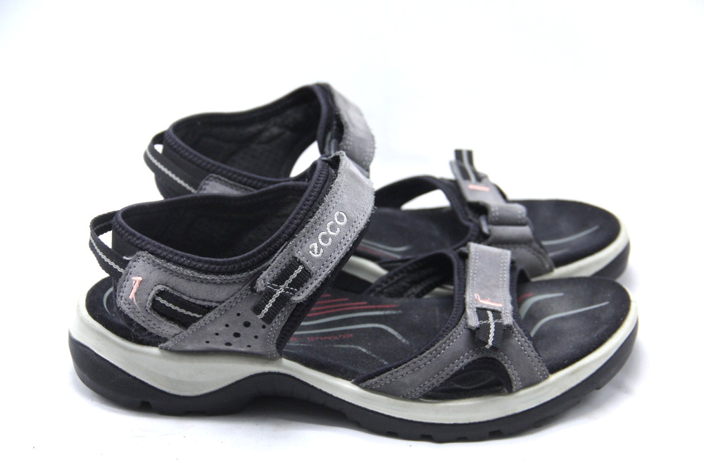 ECCO Yucatan Sandals Womens Size EU 39 US 8-8.5 Gray Leather Comfort Strappy